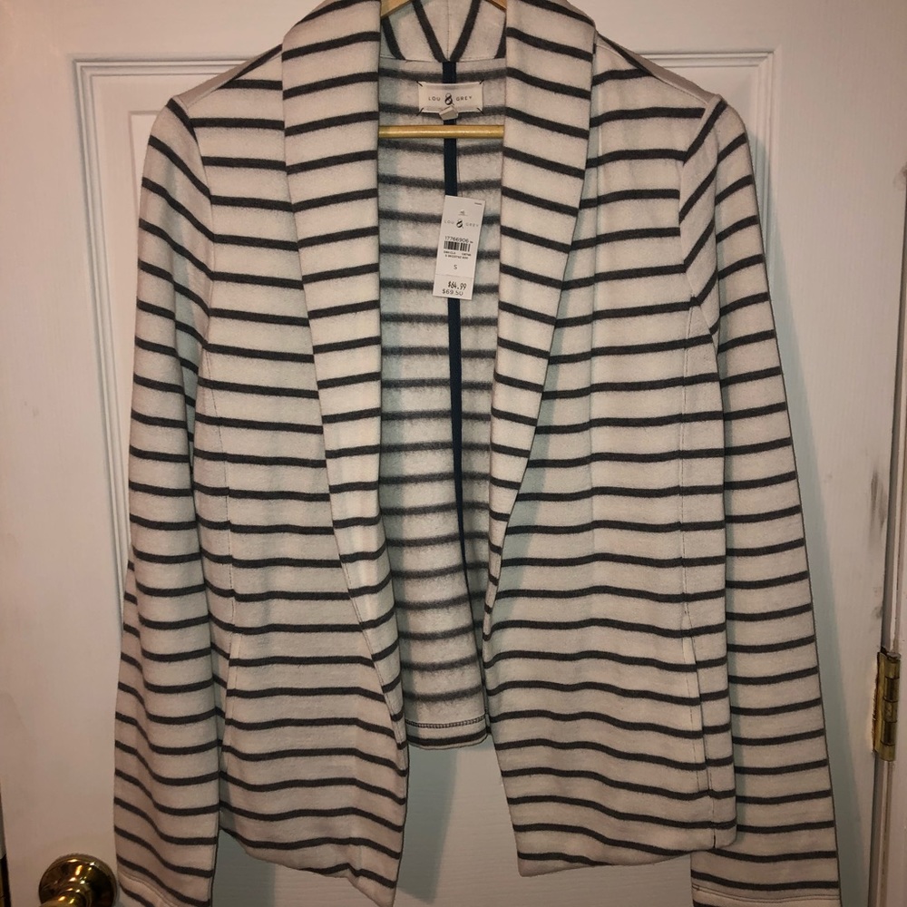 Gray and White open Jacket